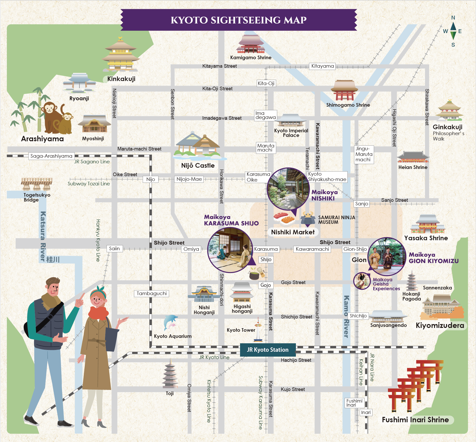 Kyoto sightseeing and guide map