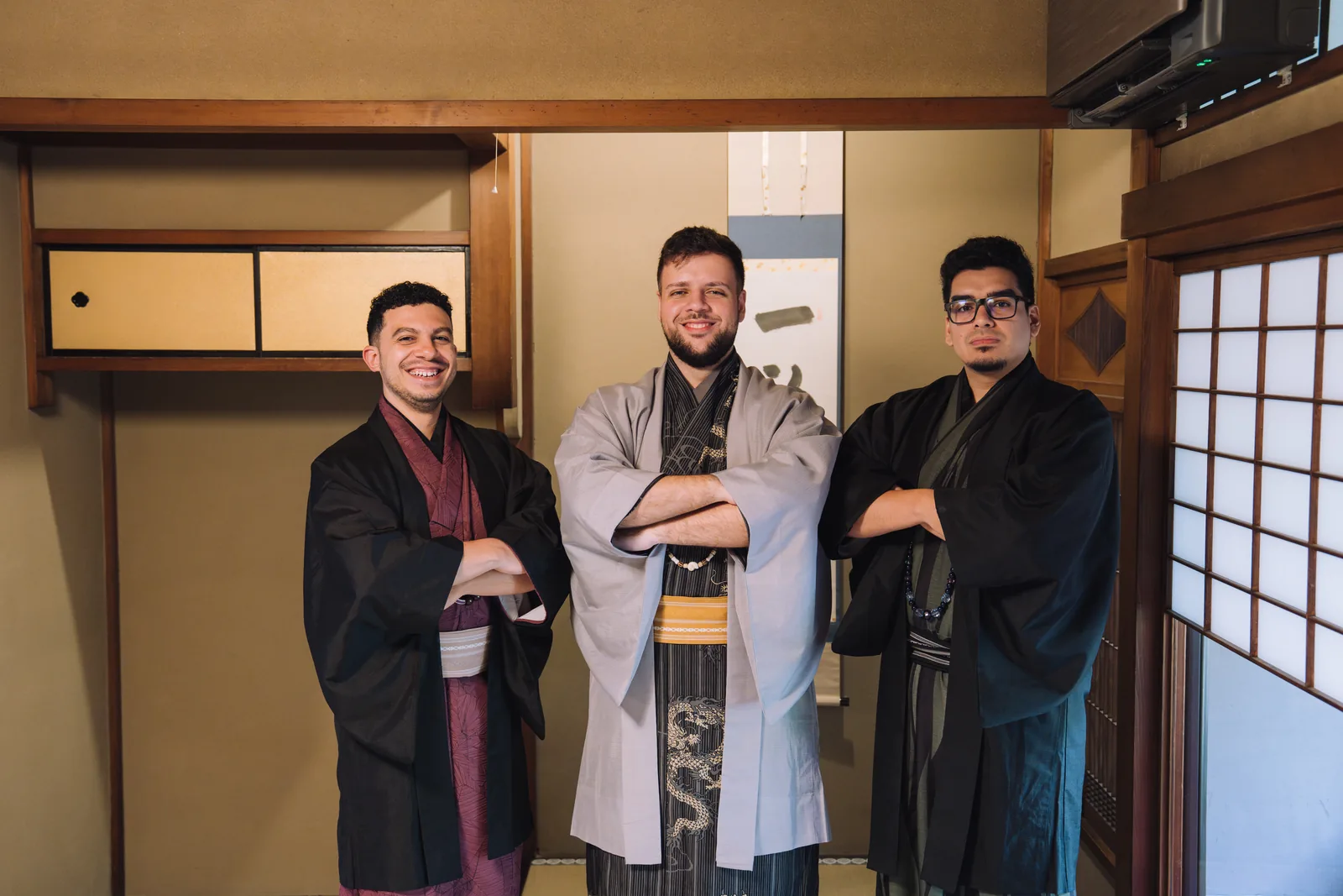 Friends dressed in traditional kimono