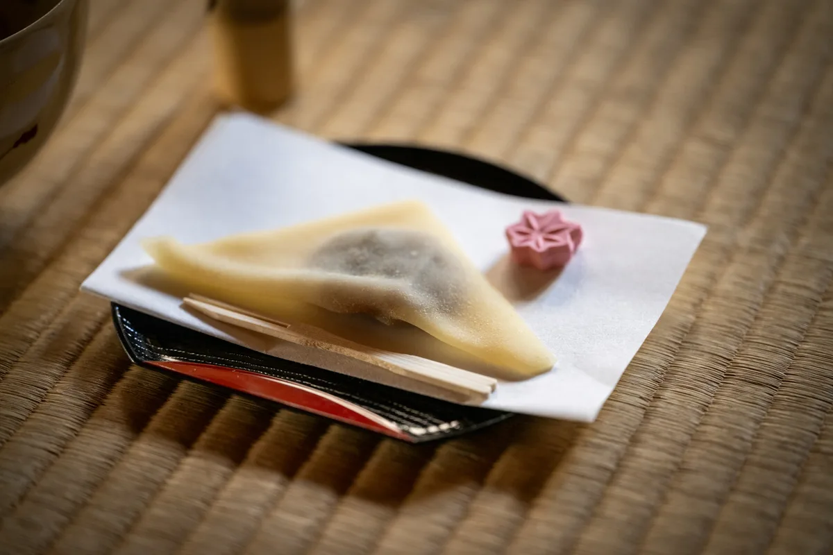 Seasonal Japanese sweet served with tea