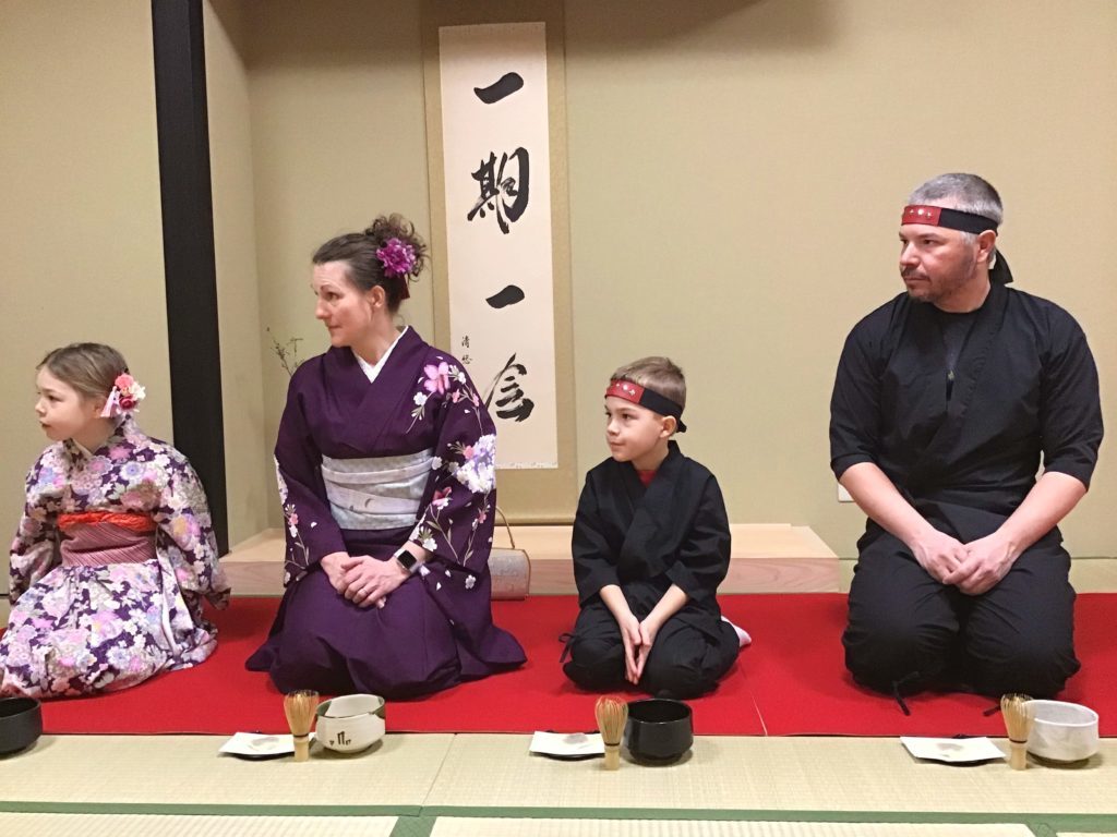 kids family kimono ninja tea ceremony