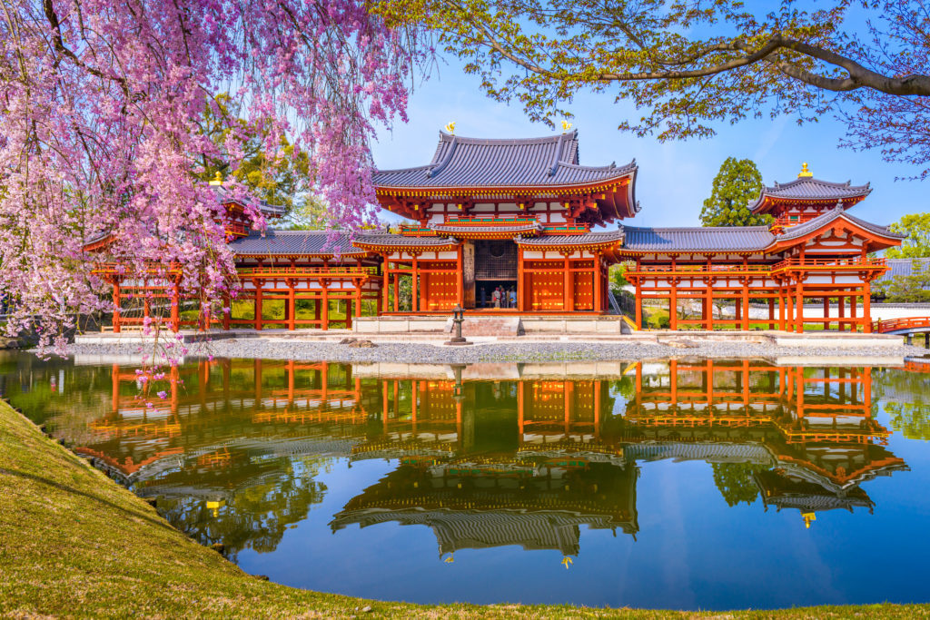Uji, Kyoto, Japan at Byodo-in Temple during spring.