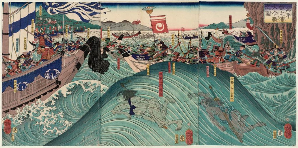 The genpei war (1180-1185) between the Minamoto and Taira clans.