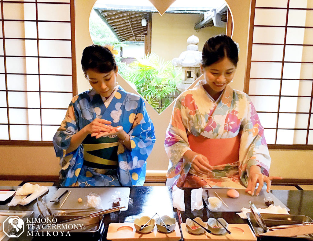 京都で着物＋和菓子作り＋茶道体験