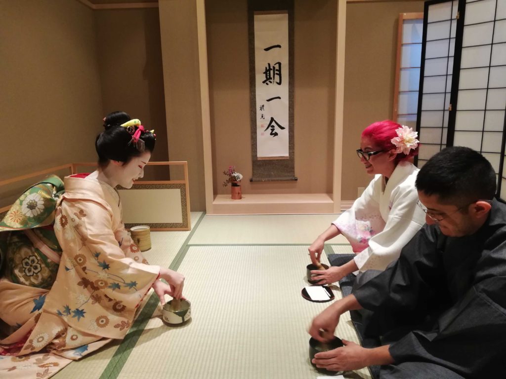 Geisha Tea Ceremony And Show In Kyoto Gion With Kimono Wearing Gion