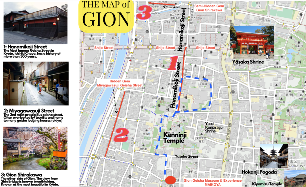 Gion Geisha Walking tour Map by Maikoya