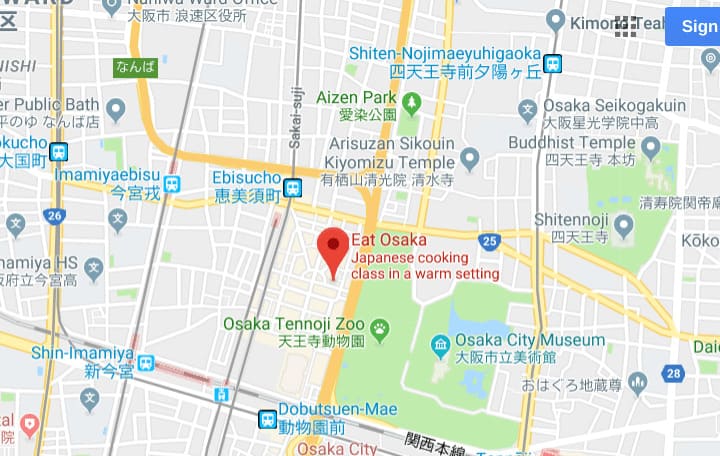 Osaka Street Food Course Map